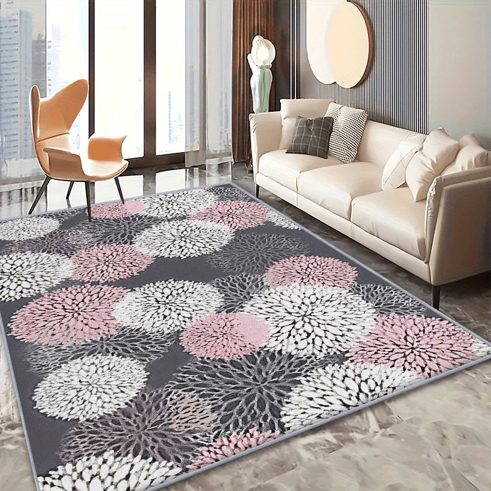 Soft Modern Floral Area Rug for Living Room and Bedroom