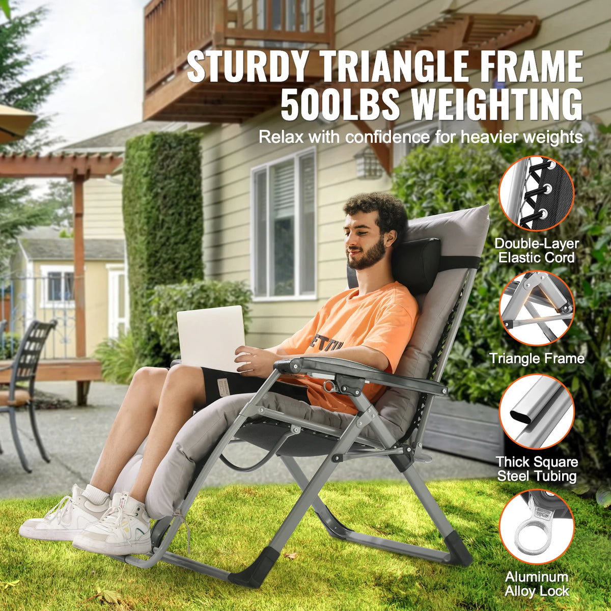 SucceBuy Zero Gravity Recliner with Cushion Footrest and Cupholder