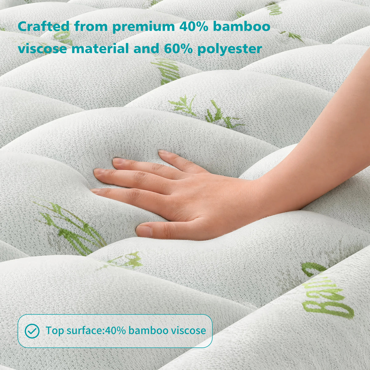 JHK Waterproof Bamboo Viscose Mattress Topper Cooling Deep Pocket