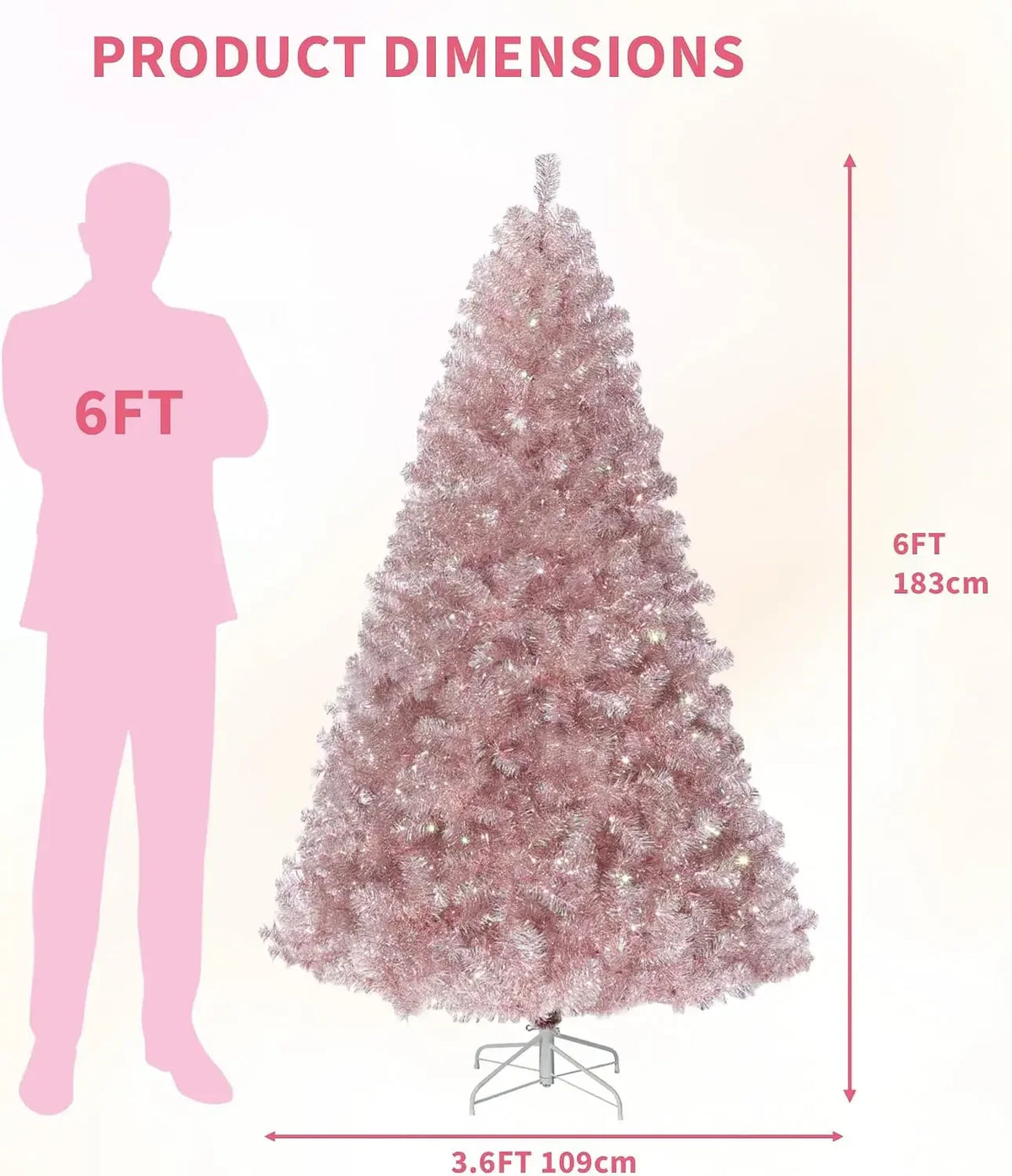 Garvee Prelit Artificial Christmas Tree With Warm White LED Lights