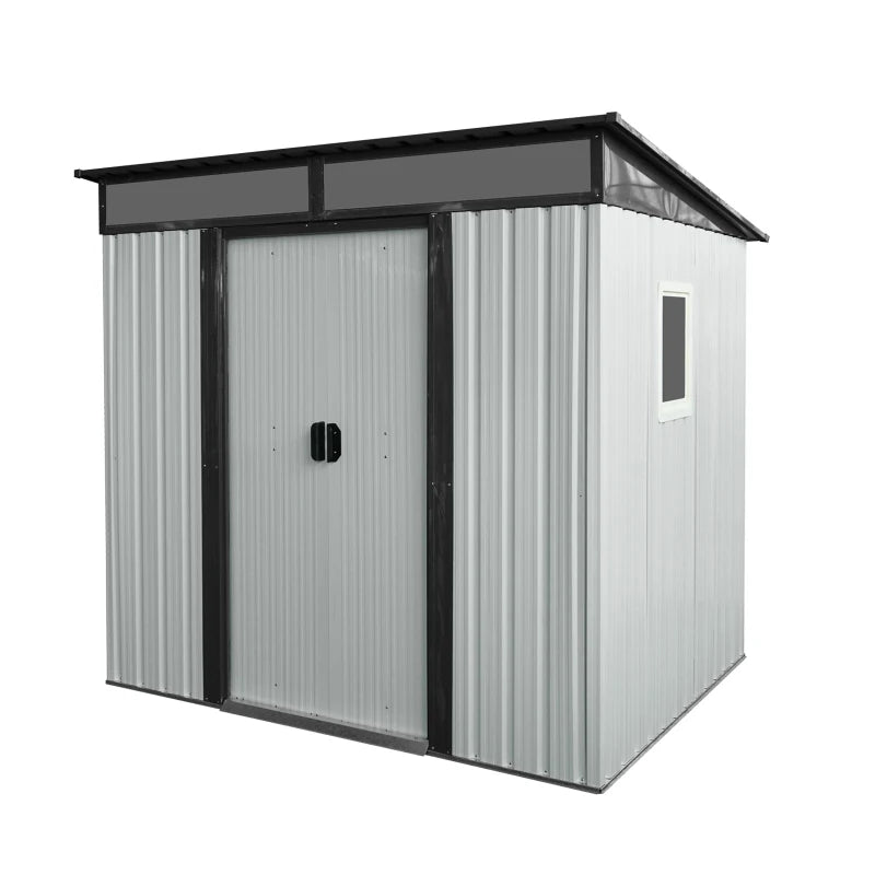 Outdoor Metal Storage Shed with Window for Garden Tool Storage