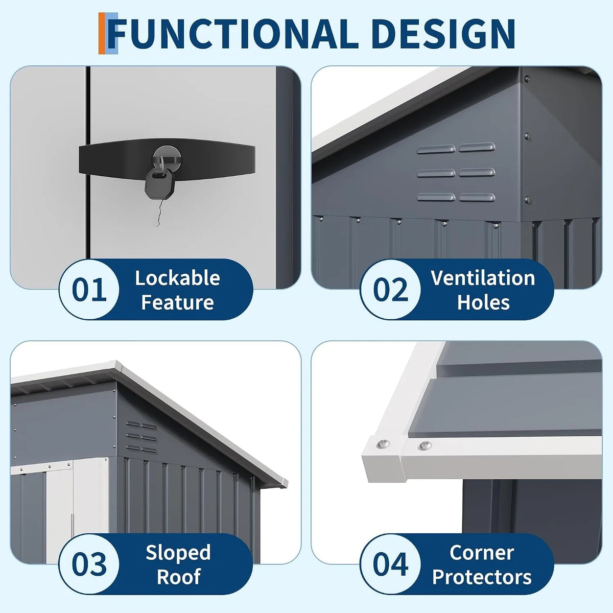 Metal Outdoor Storage Shed for Garden Tools and Patio Equipment