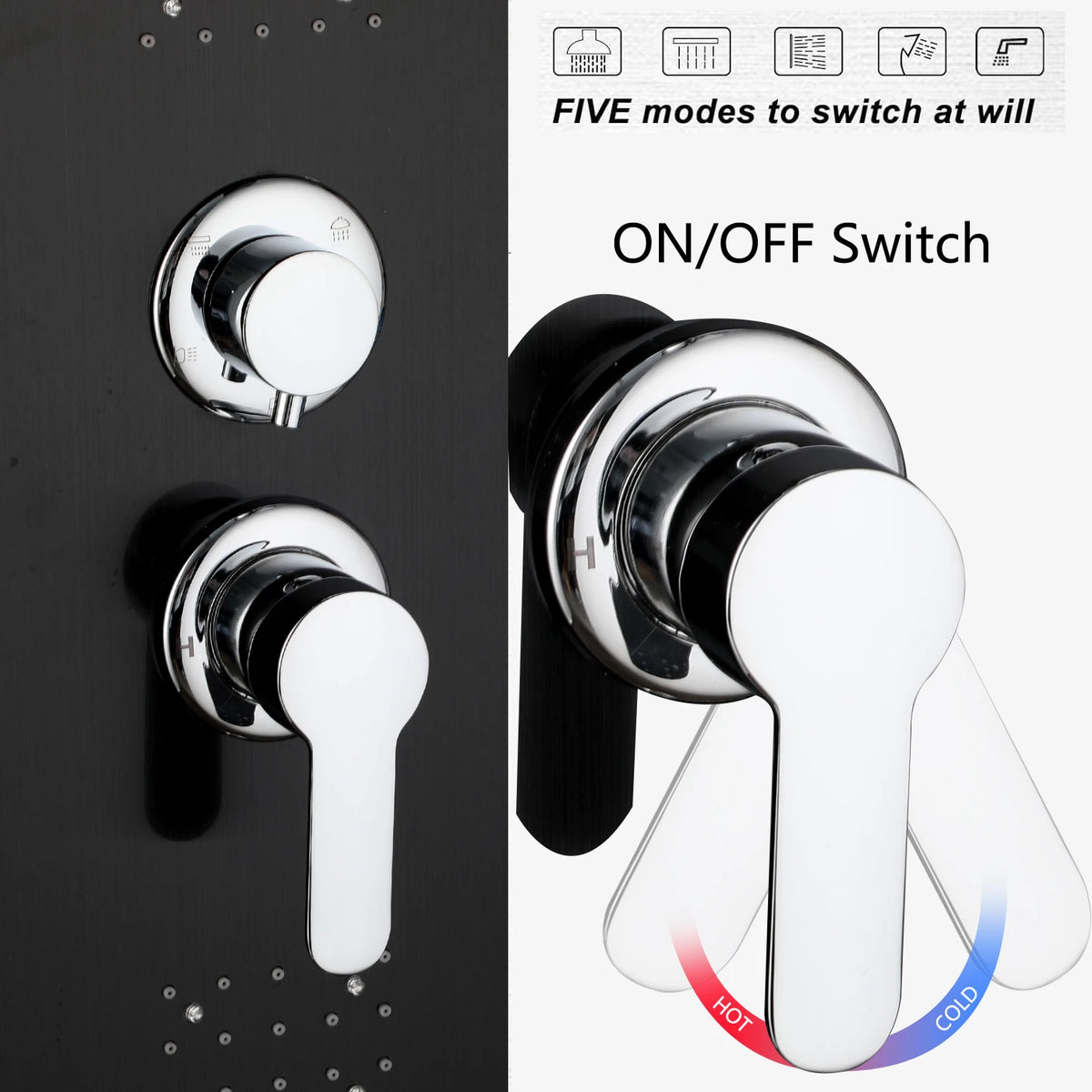 Stainless Steel Shower Panel With LED Head And Body Jets