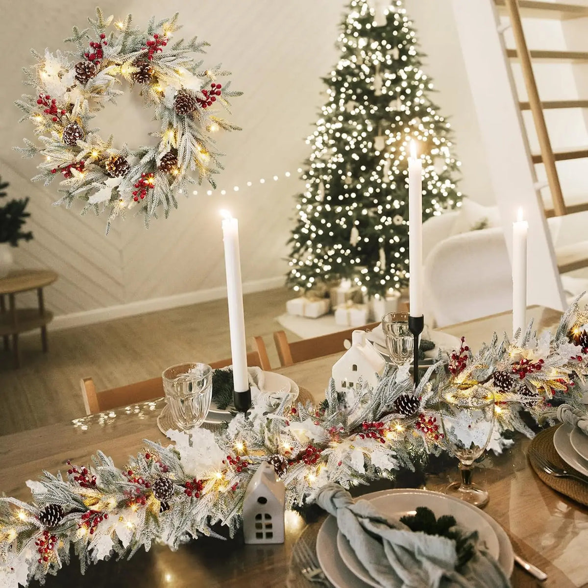 Garvee Prelit Christmas Garland With LED Lights And Lighting Modes