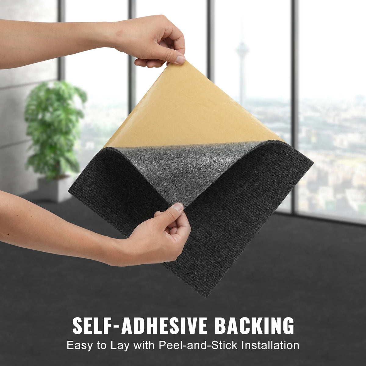 SucceBuy Peel And Stick Padded Carpet Tiles For Indoor Floors