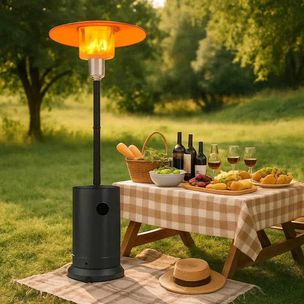 Studyset Stainless Steel Freestanding Gas Patio Heater With Wheels