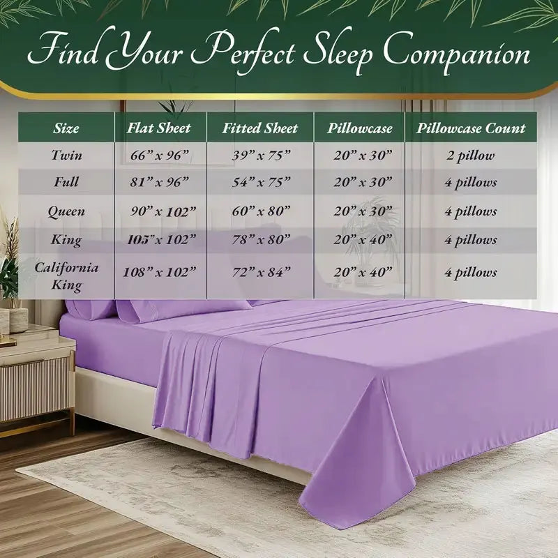 Bamboo Cooling Viscose Sheet Set for Breathable Comfortable Sleep