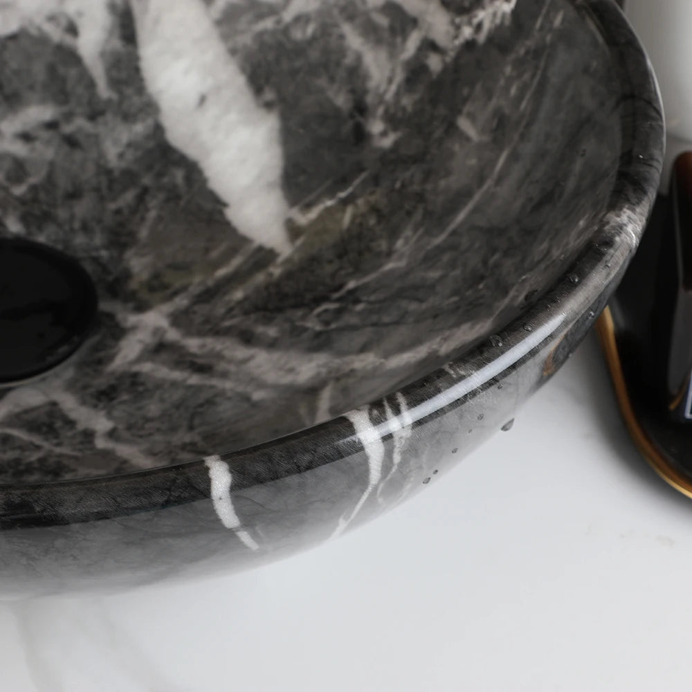 MEKKHALA Ceramic Oval Countertop Bathroom Basin Sink with Drainer