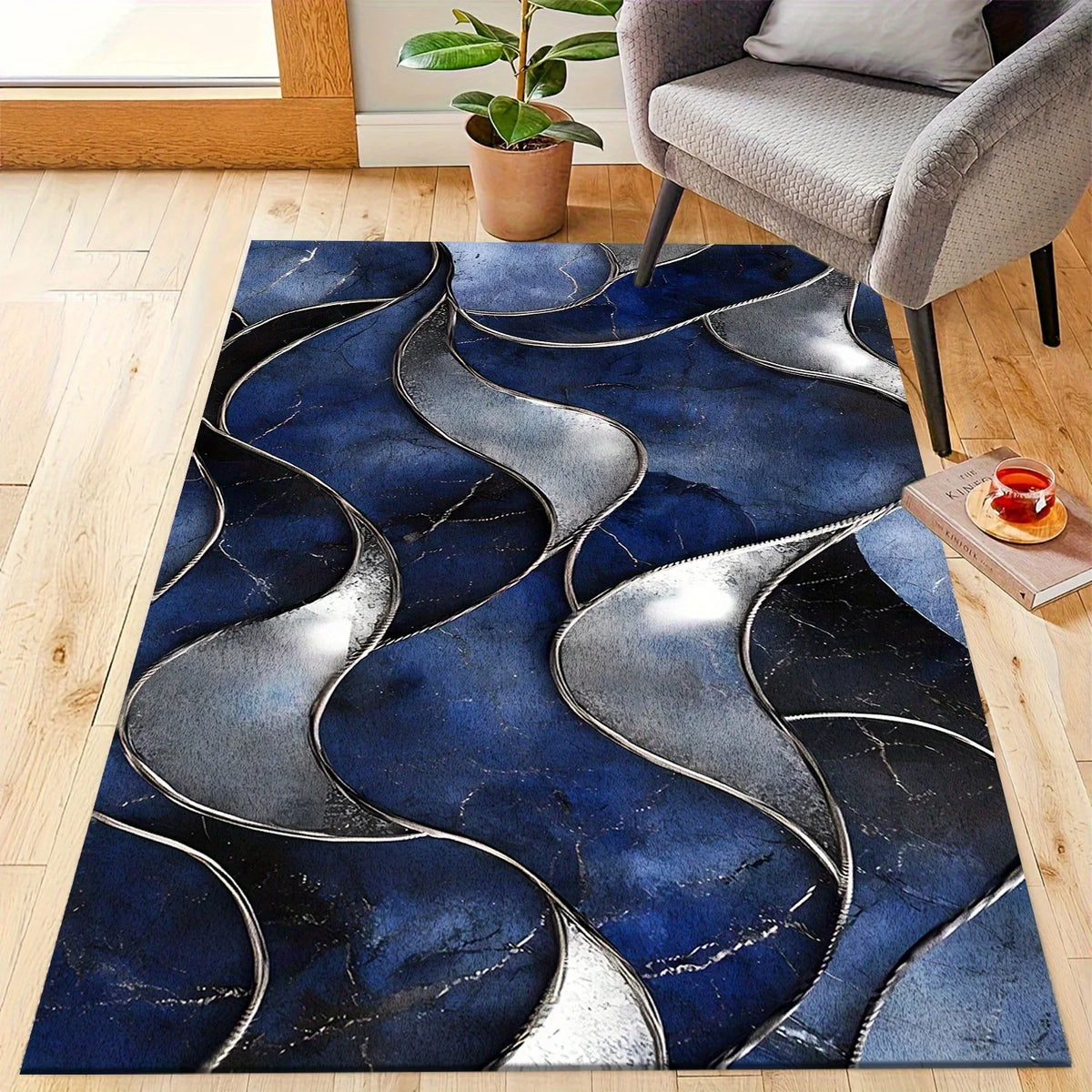 Washable Non Slip Velvet Area Rug for Living Rooms