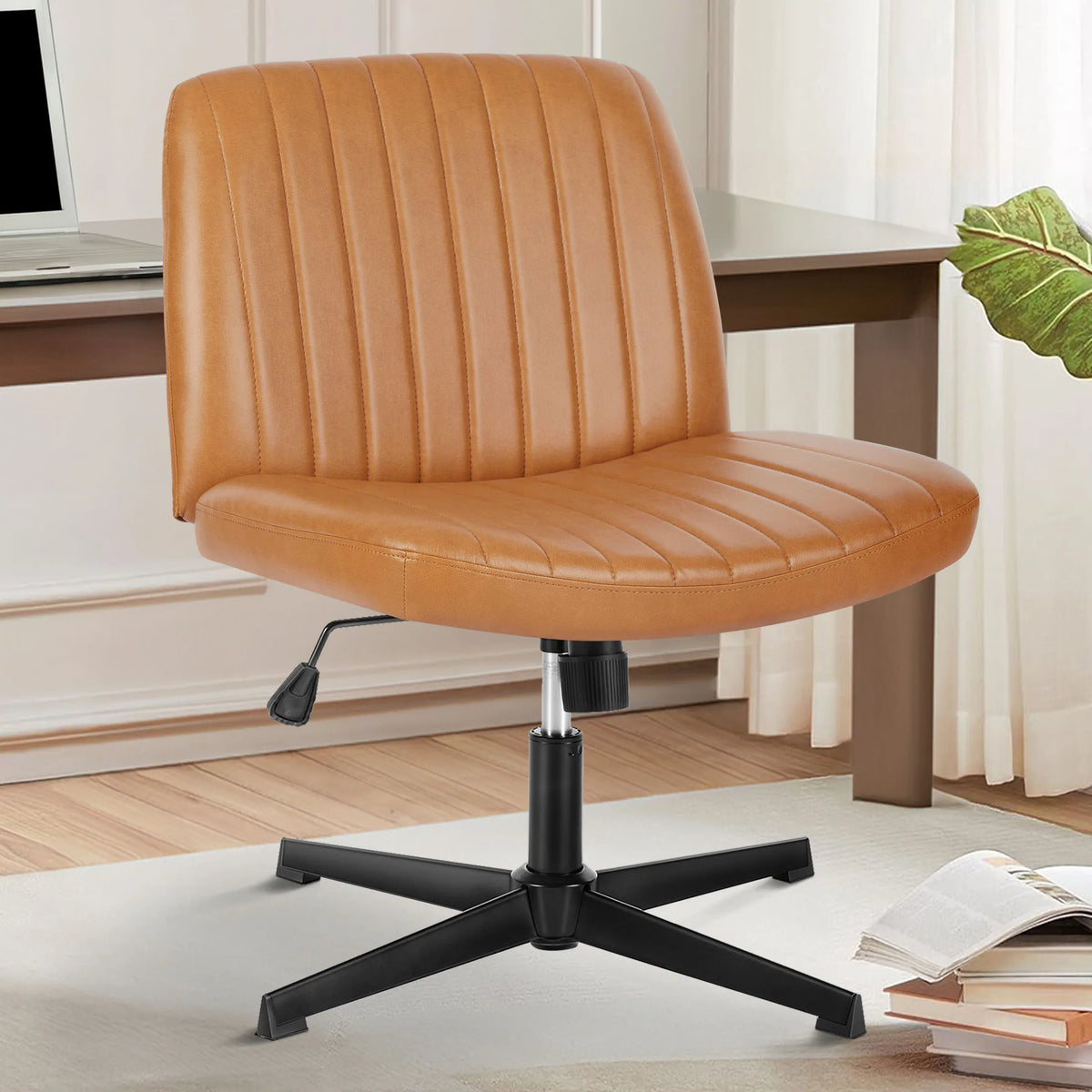 MCQ Ergonomic Armless Office Chair With Adjustable Height Padded Backrest