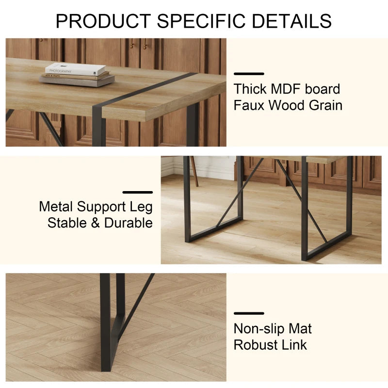 Rustic Industrial Dining Table and Upholstered Chair Set