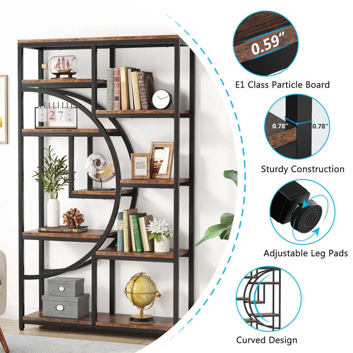 Tribesigns Industrial Etagere Bookcase And Storage Organizer
