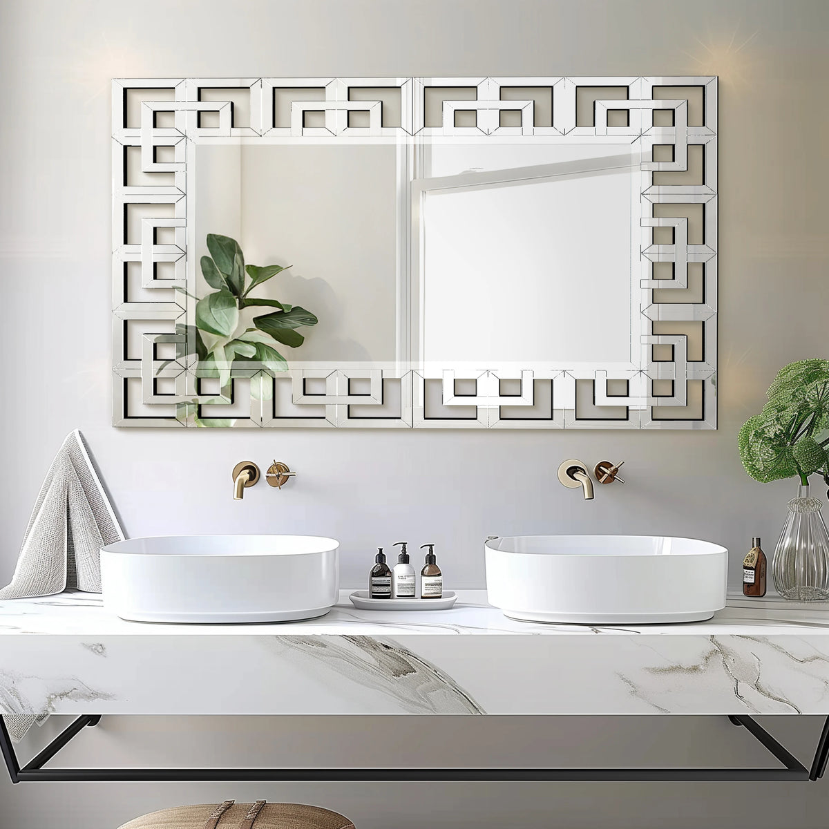 Beveled Glass Venetian Wall Mirror for Living Room and Bathroom