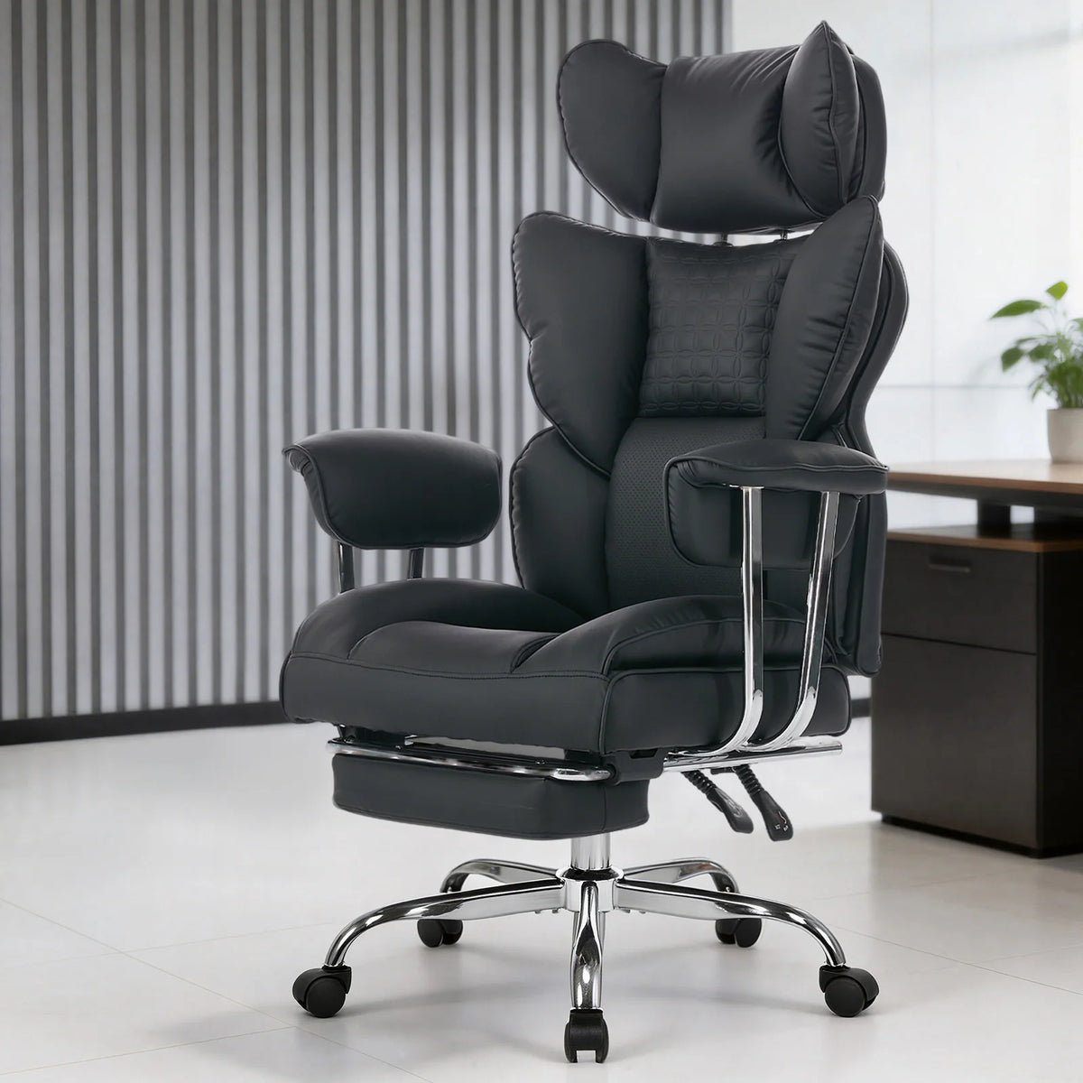 JHK Ergonomic Reclining Office Chair With Footrest And Adjustable Height