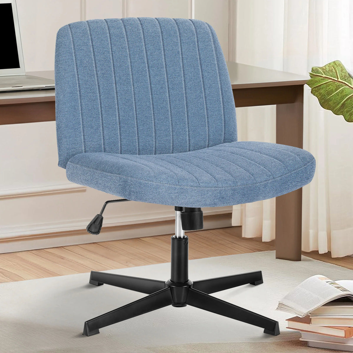 MCQ Ergonomic Armless Office Chair With Adjustable Height Padded Backrest