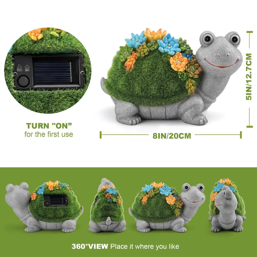 Solar Garden Turtle Statue Light For Outdoor Lawn Decor and Courtyards