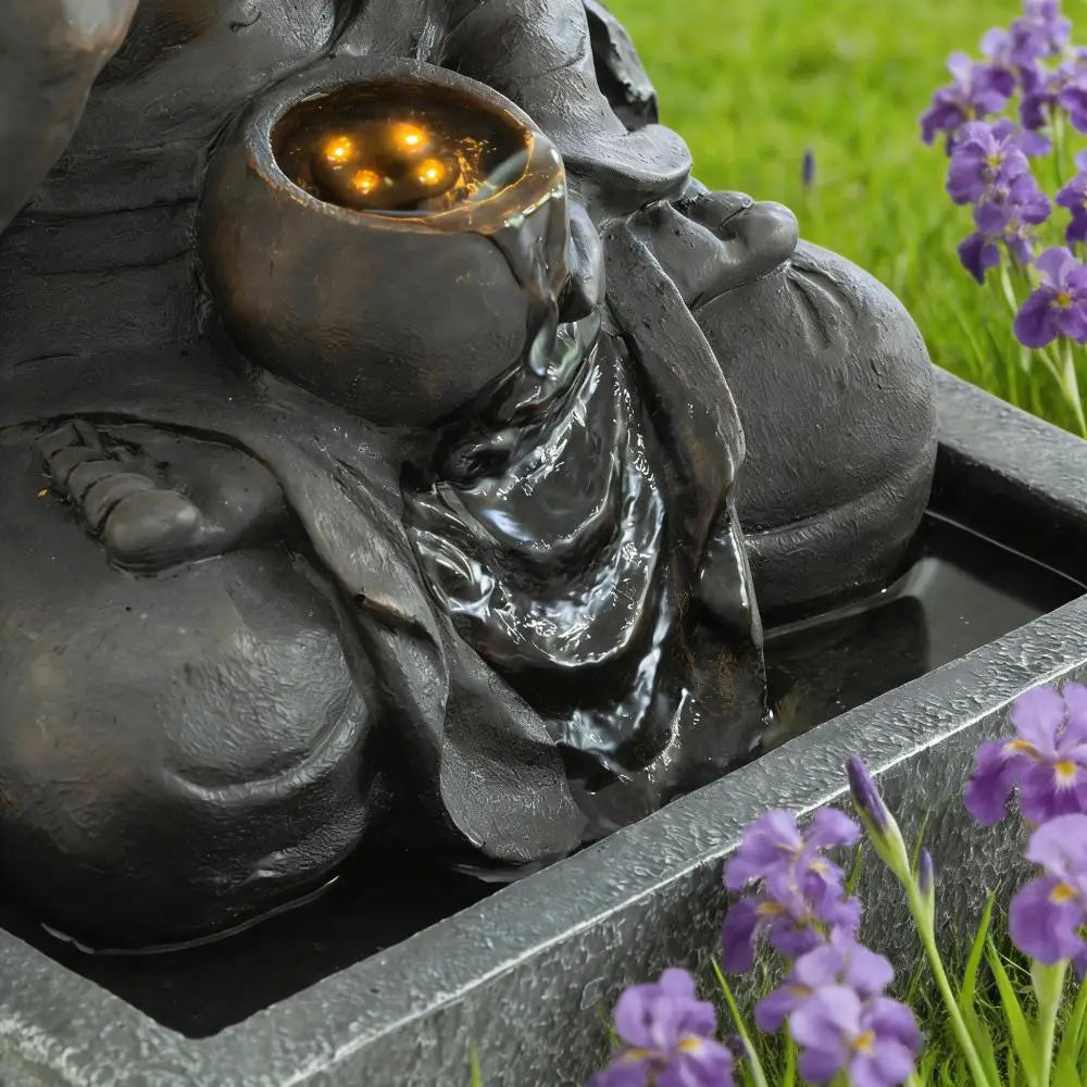 Zen Buddha Waterfall Fountain with LED for Garden Patio Decor