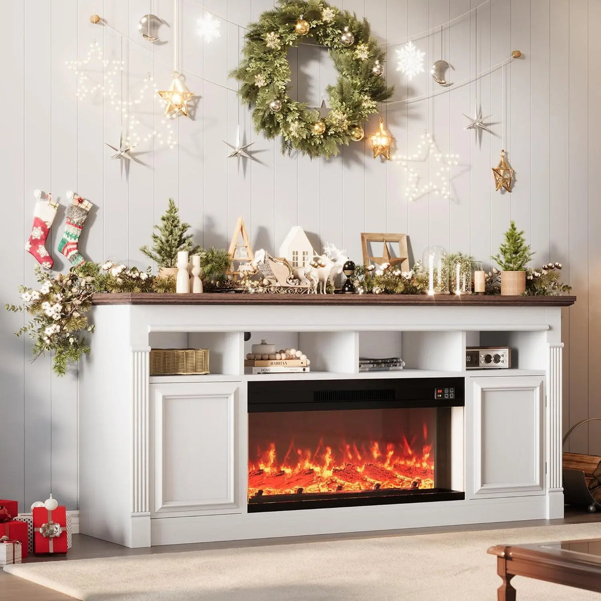 3D Electric Fireplace Heater With Mist Flame And Crackling Sound