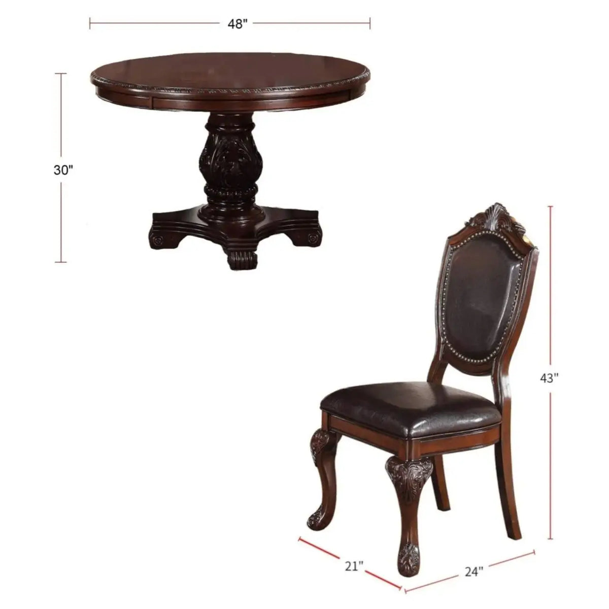 Traditional Formal Dining Table Set with Padded Side Chairs