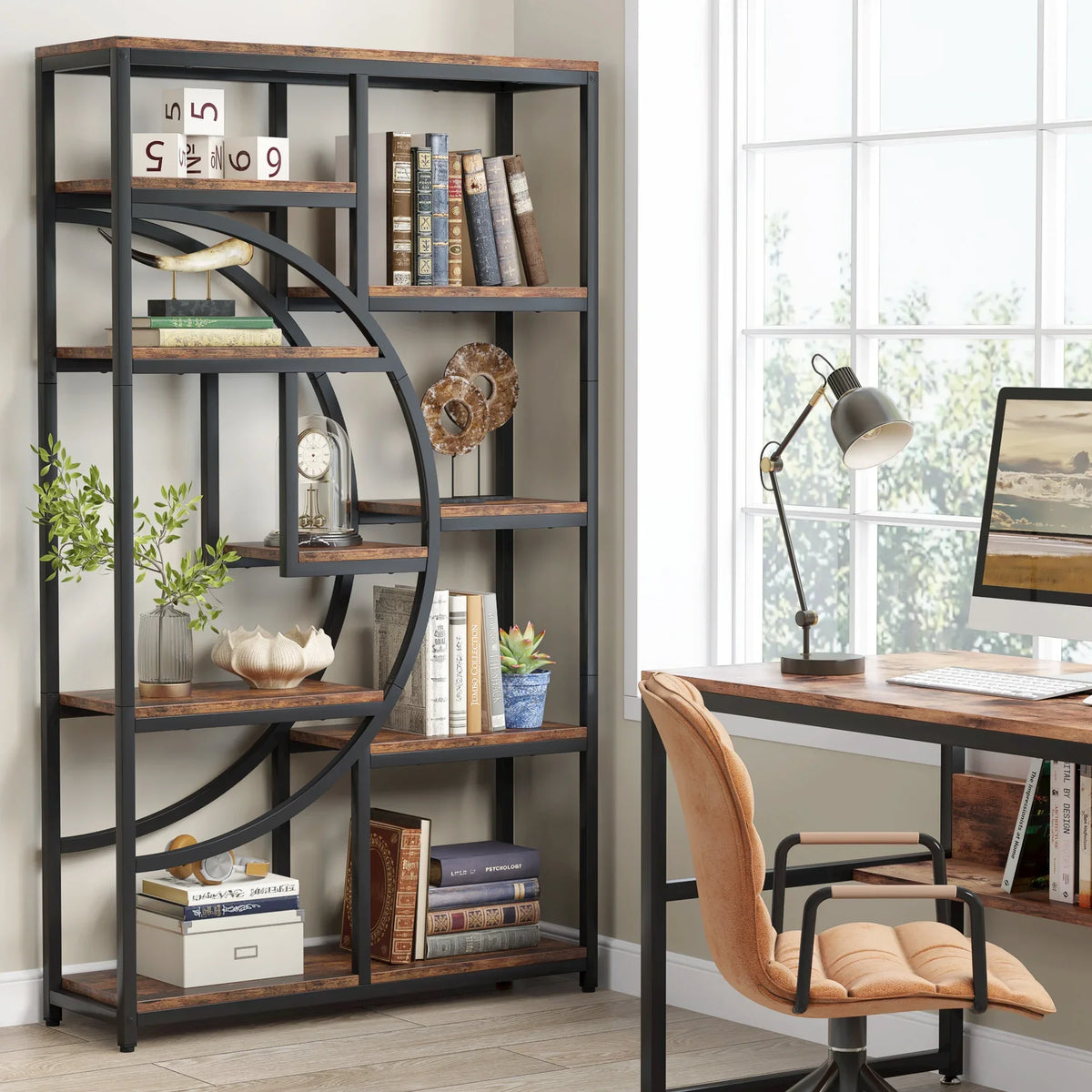 Tribesigns Industrial Etagere Bookcase And Storage Organizer
