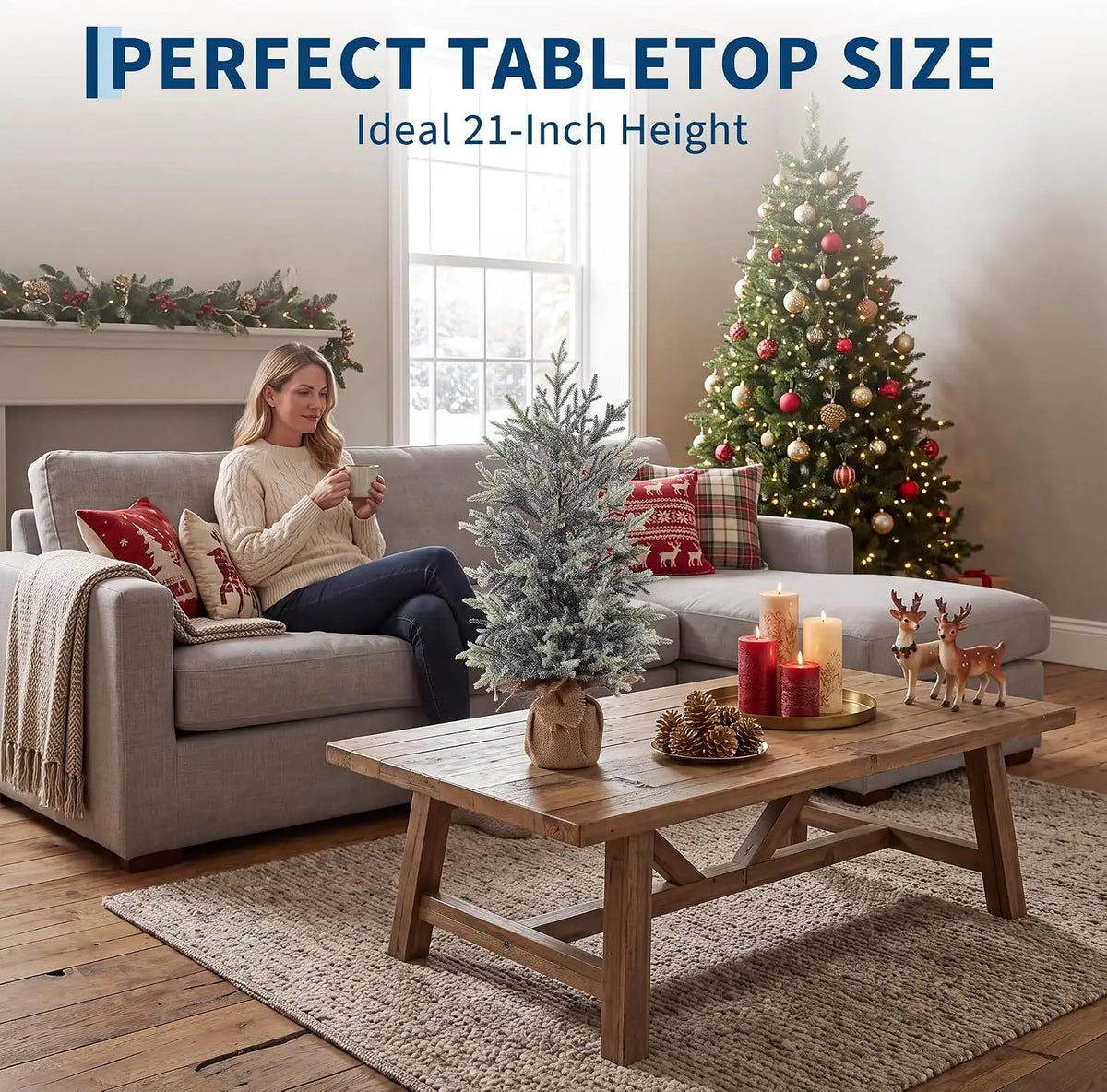 Garvee Flocked Tabletop Christmas Tree for Festive Holiday Decor