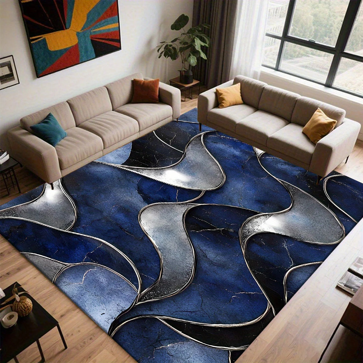 Washable Non Slip Velvet Area Rug for Living Rooms