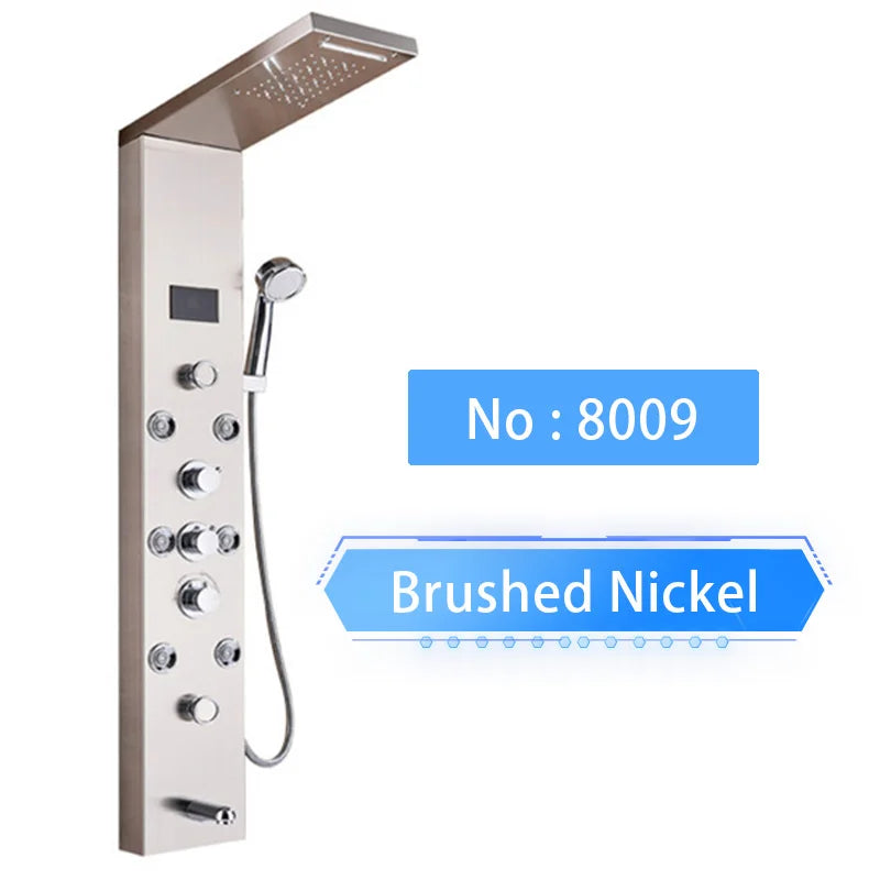 Shinesia LED Shower Panel With Massage Jets And Rainfall Faucet