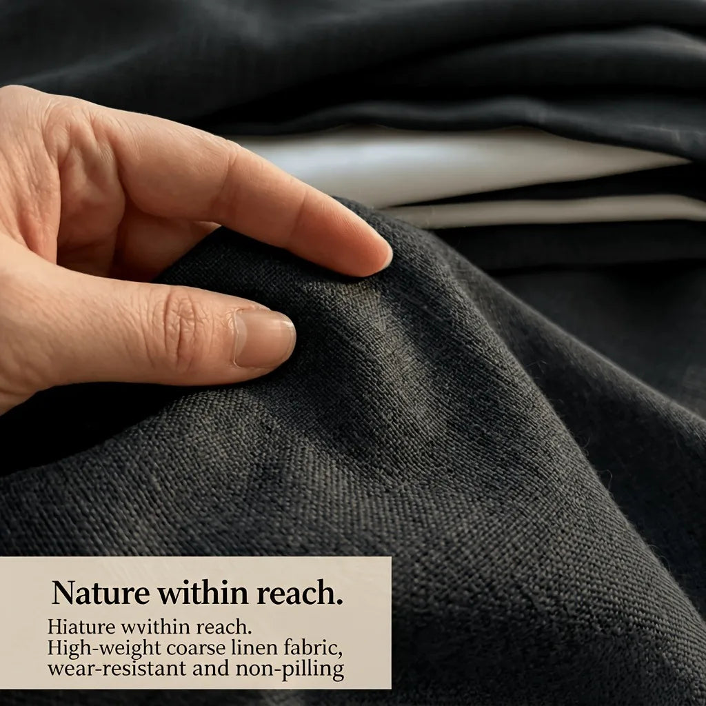 Linen Textured Full Light Blocking Thermal Insulated Grommet Curtains