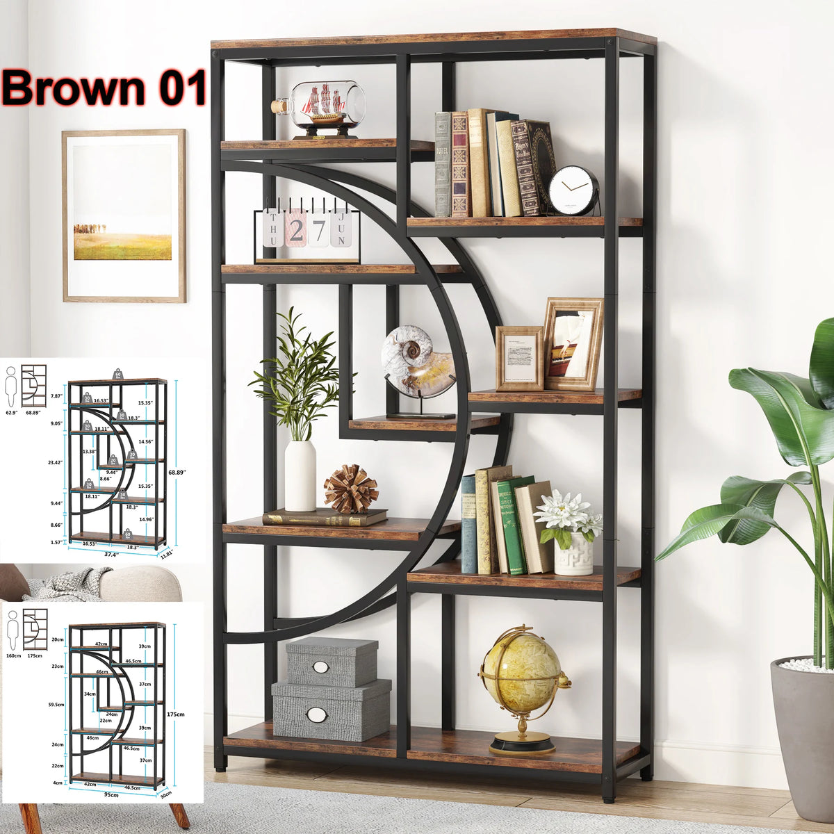 Tribesigns Industrial Etagere Bookcase And Storage Organizer