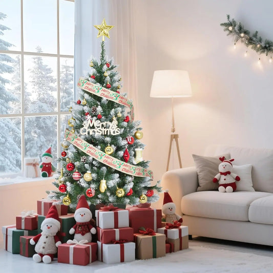 Snow Flocked Artificial Christmas Tree With Pinecone Accents