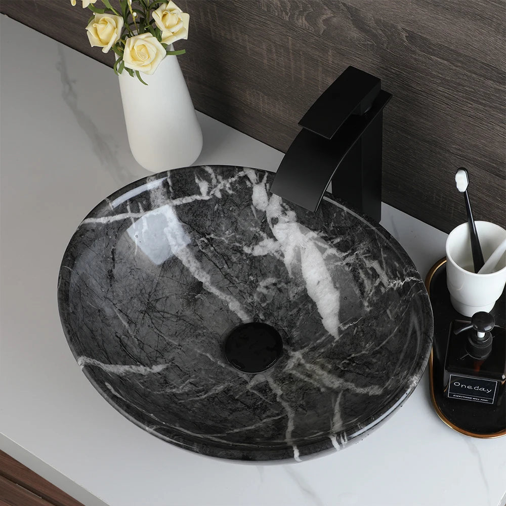 MEKKHALA Ceramic Oval Countertop Bathroom Basin Sink with Drainer