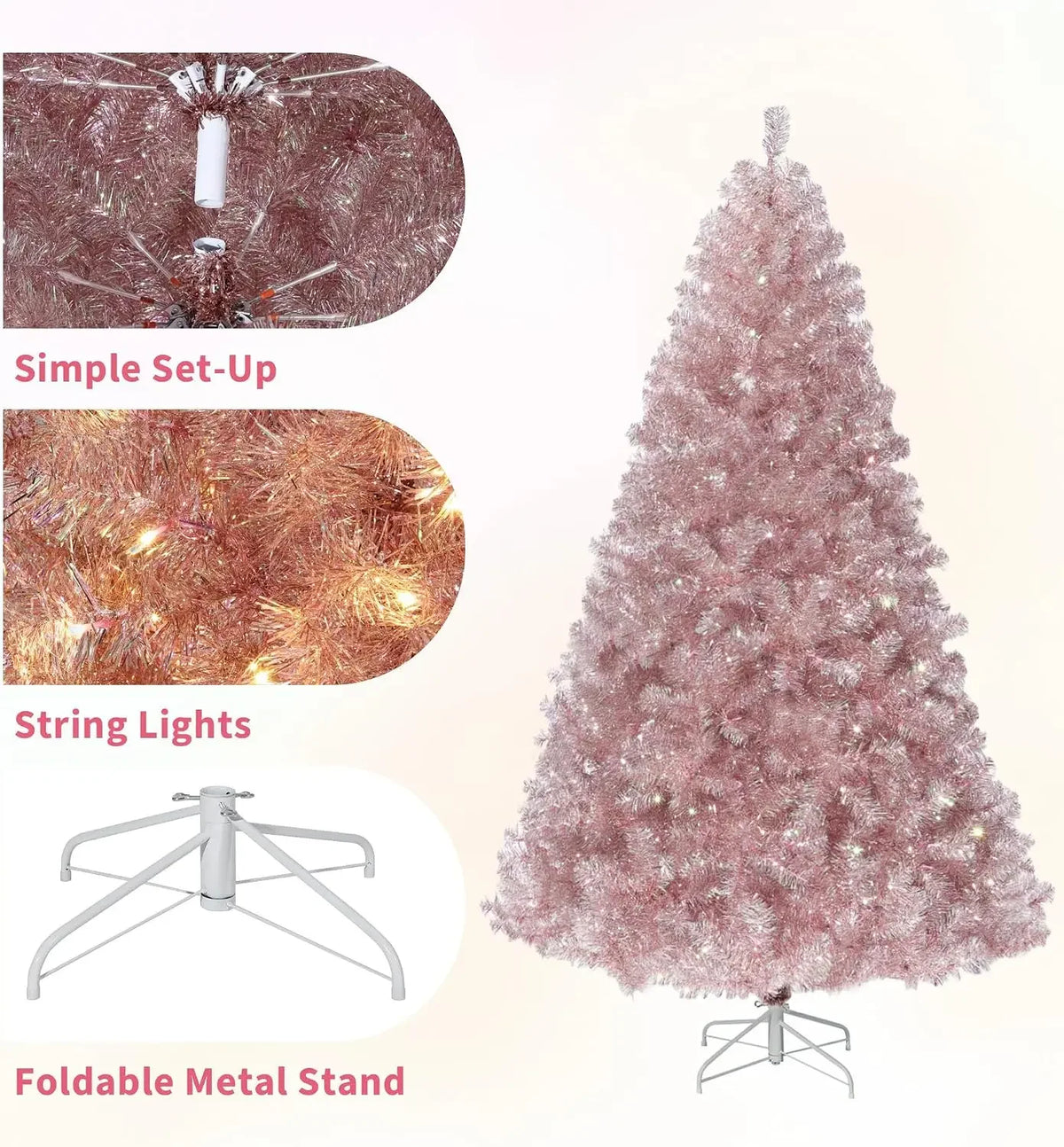 Garvee Prelit Artificial Christmas Tree With Warm White LED Lights
