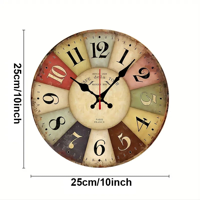 Rustic Farmhouse Wooden Silent Wall Clock for Home Decor