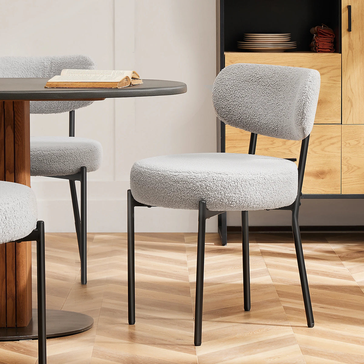 JHK Ergonomic Dining Chairs with Curved Backrests and Metal Legs