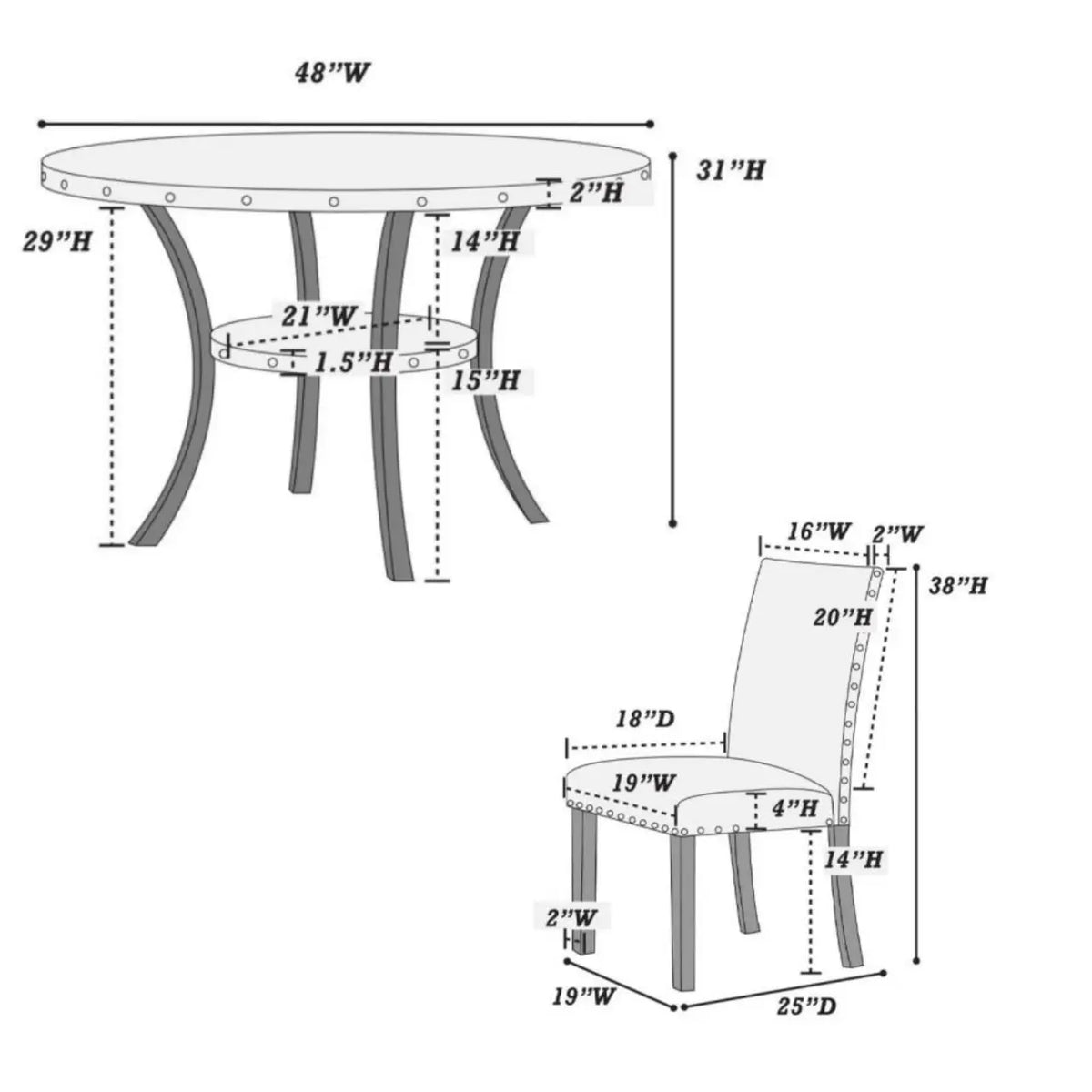 Traditional Formal Dining Table Set with Padded Side Chairs