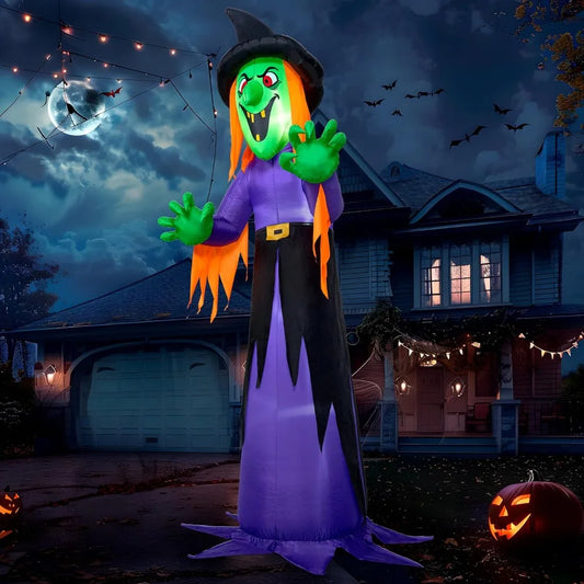 Giant Halloween Witch Inflatable Decoration With LED Lights