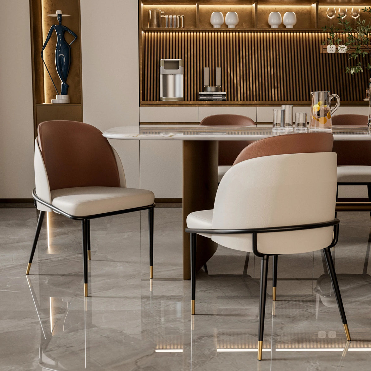 Modern Faux Leather Upholstered Dining Chairs With Padded Backrests