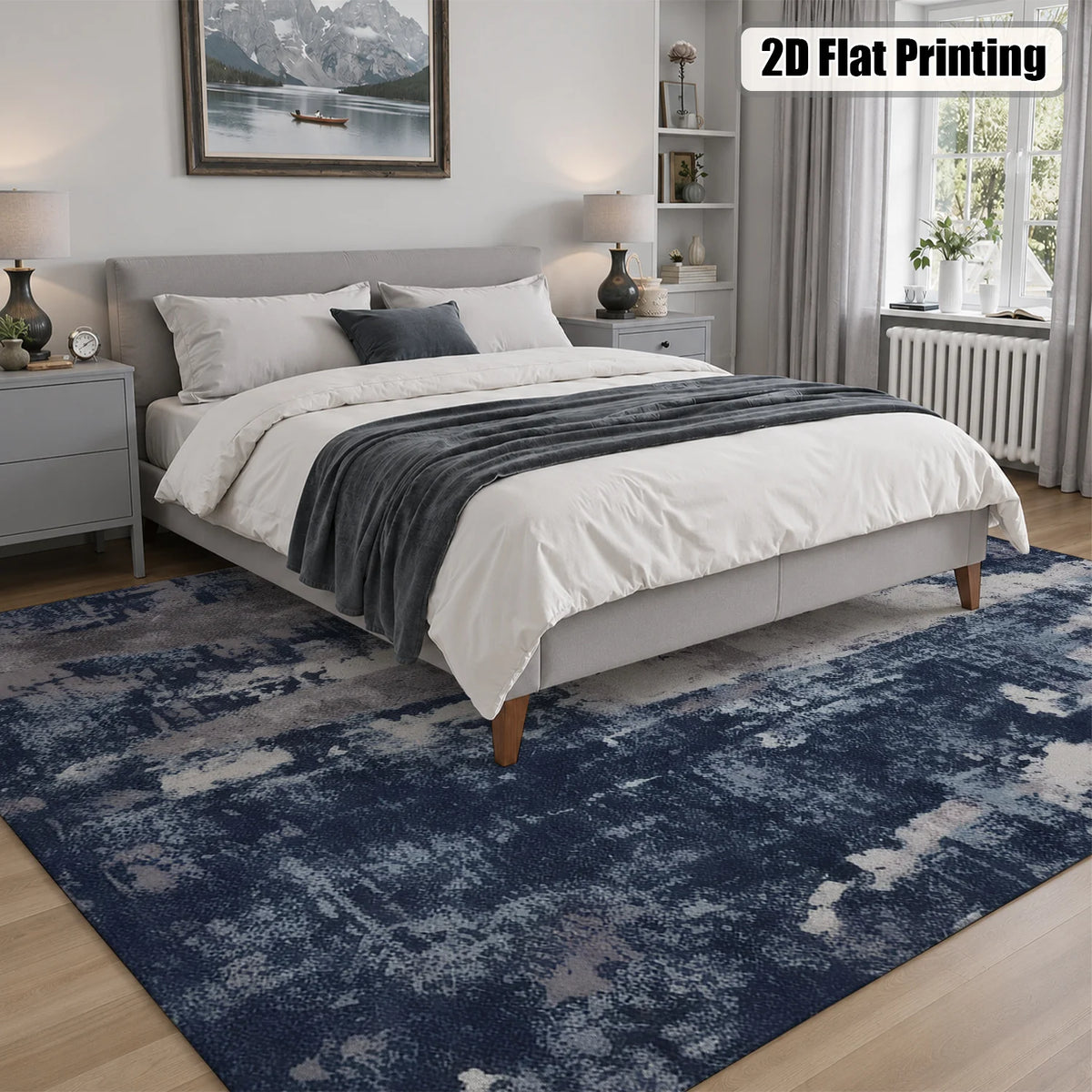 Soft Velvet Washable Abstract Area Rug With Non Slip Backing