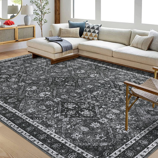 Machine Washable Moroccan Trellis Rug With Non Slip Water Resistance
