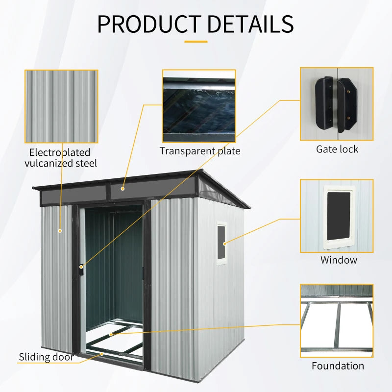 Outdoor Metal Storage Shed with Window for Garden Tool Storage