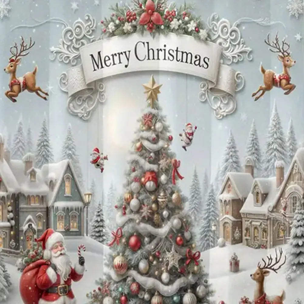 Shunmaii Christmas Santa Claus Polyester Shower Curtain Bathroom Decor