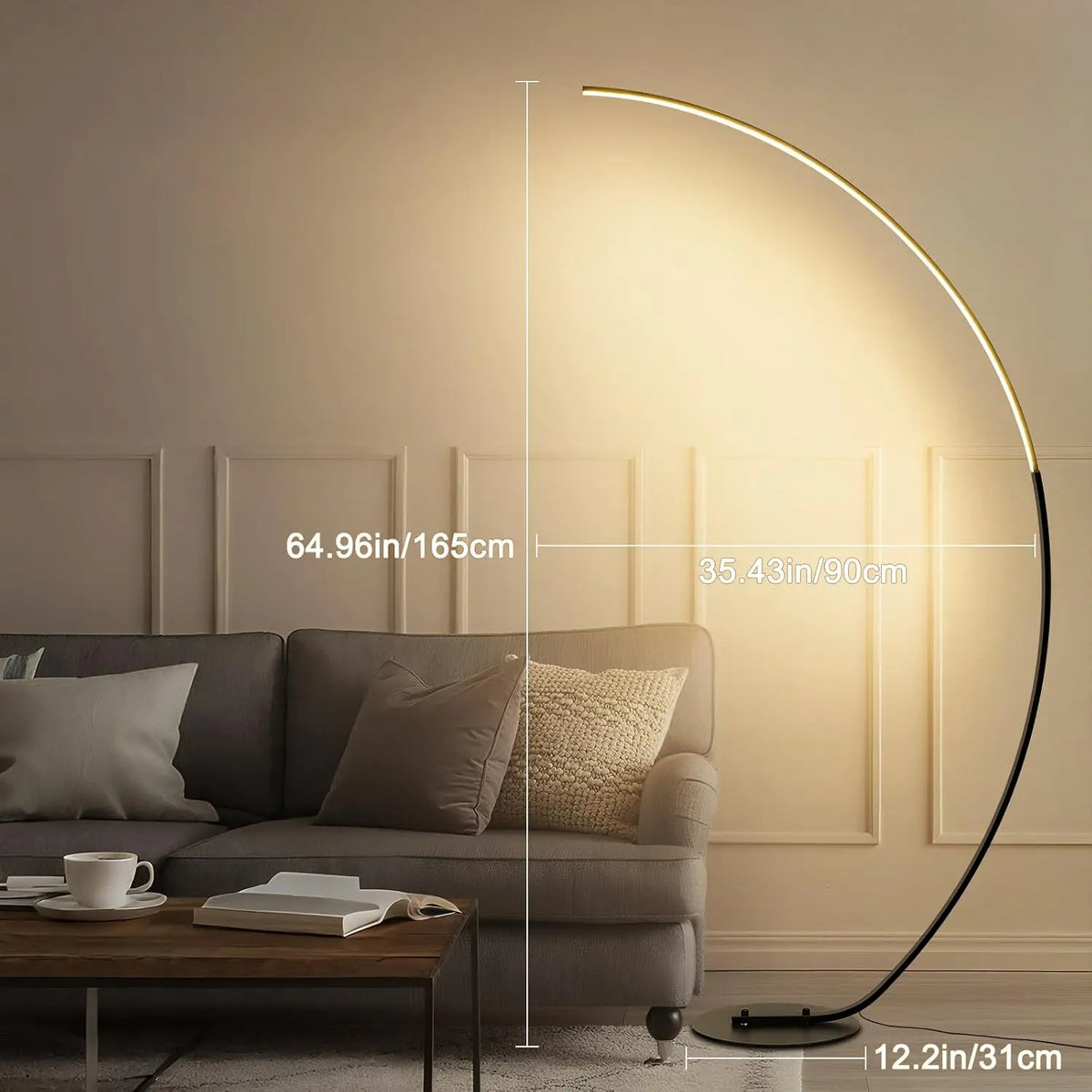 IYUNXI Arched LED Floor Lamp With Remote Dimmable Ambient Lighting