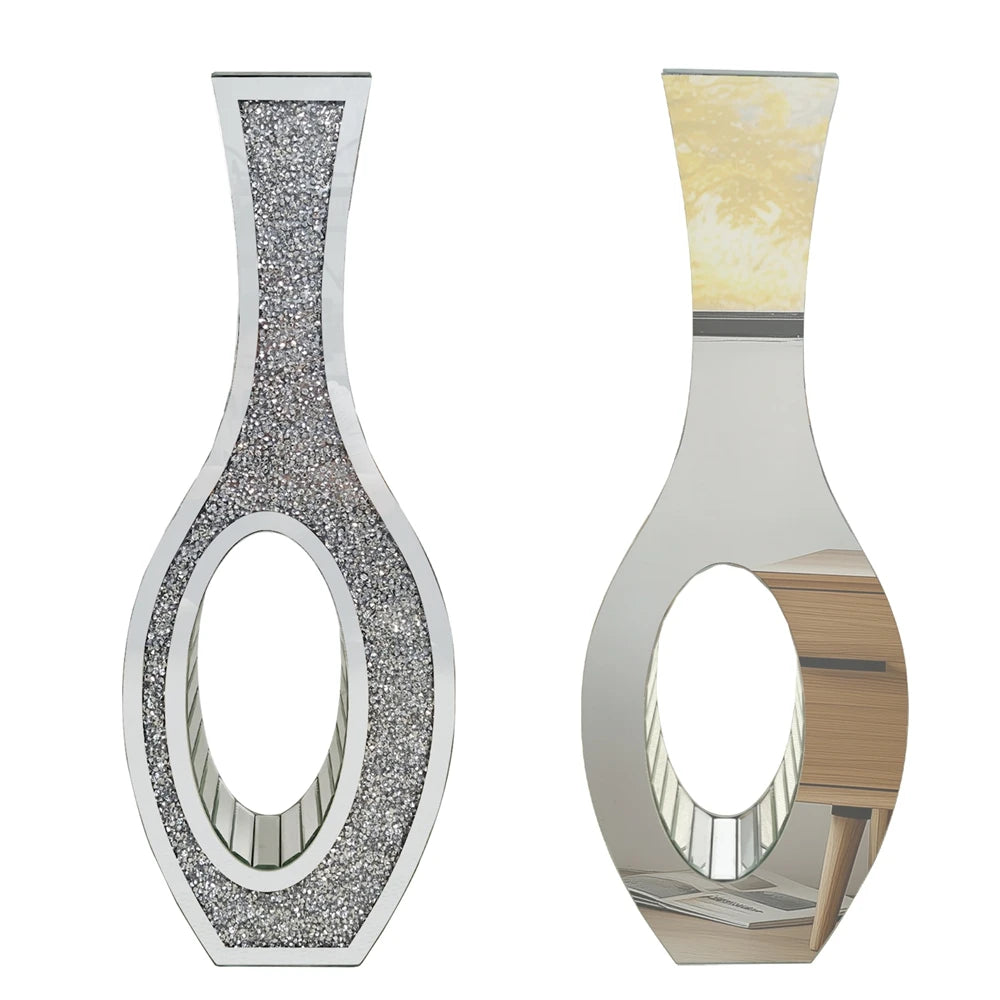 Mirrored Crush Diamond Decorative Floor Vase for Floral Arrangements