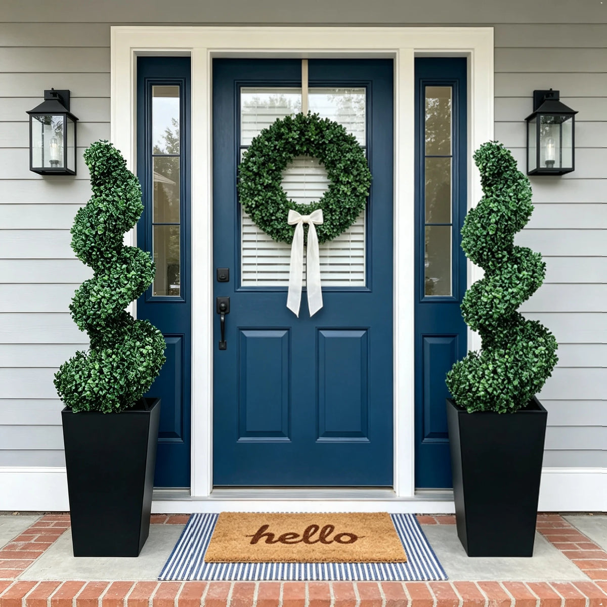 Olitree Artificial Boxwood Spiral Topiary Trees With Planters for Home