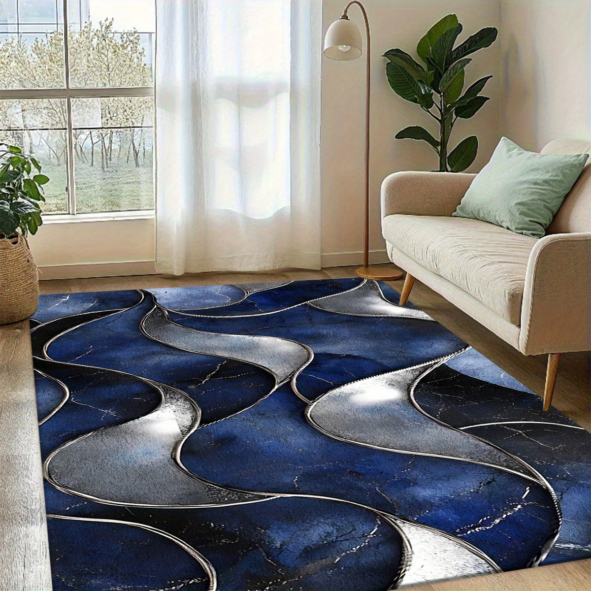 Washable Non Slip Velvet Area Rug for Living Rooms