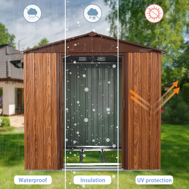 Outdoor Metal Garden Storage Shed With Foundation And Window