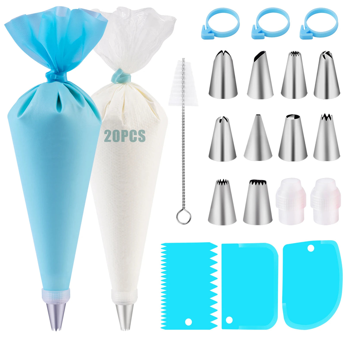Nifogo Reusable Piping Bag Kit With Icing Tips Set