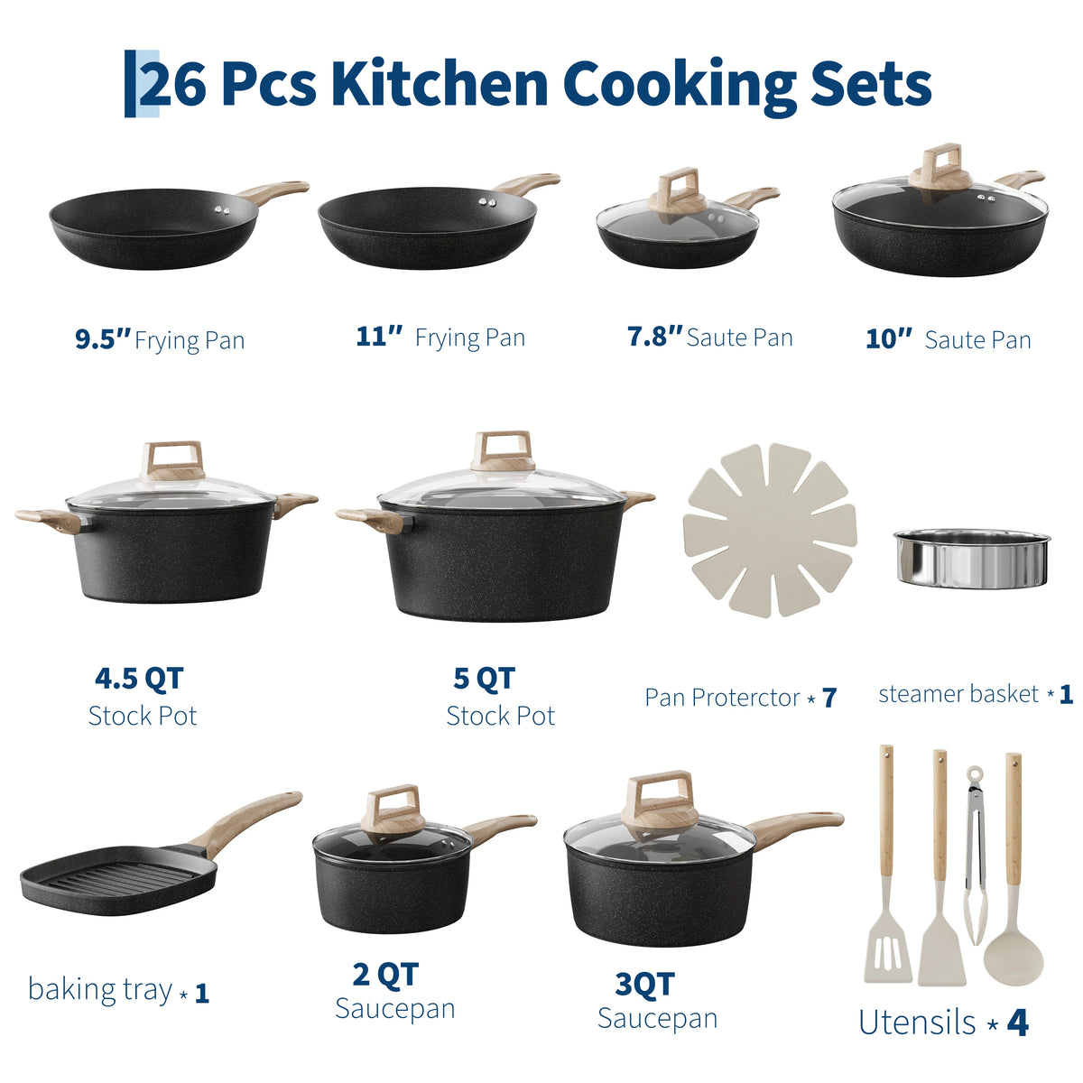 PFAS Free Ceramic Nonstick Cookware Set With Induction Compatibility