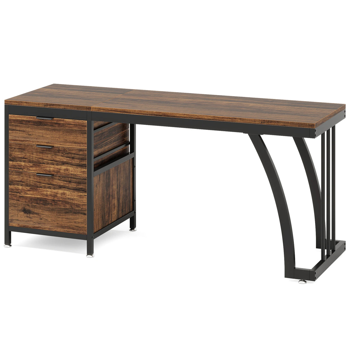 Tribesigns Computer Desk With Reversible Drawers And Industrial Style
