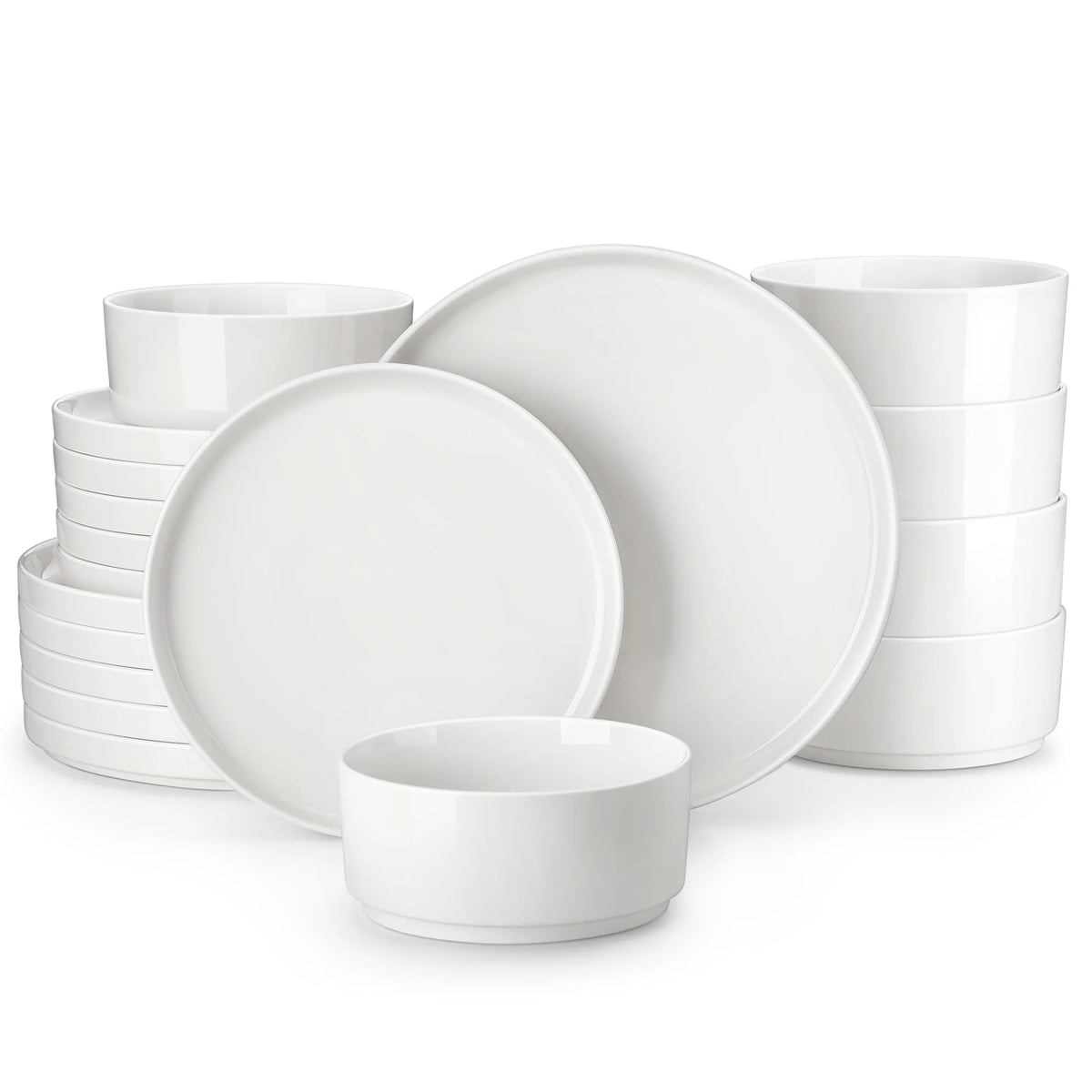 MALACASA Ceramic Dinnerware Set With Plates Bowls And Rim Design